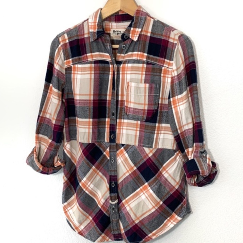 Anthropologie Holding Horses Plaid Seamed Flannel Shirt